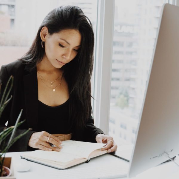 Woman working in her office