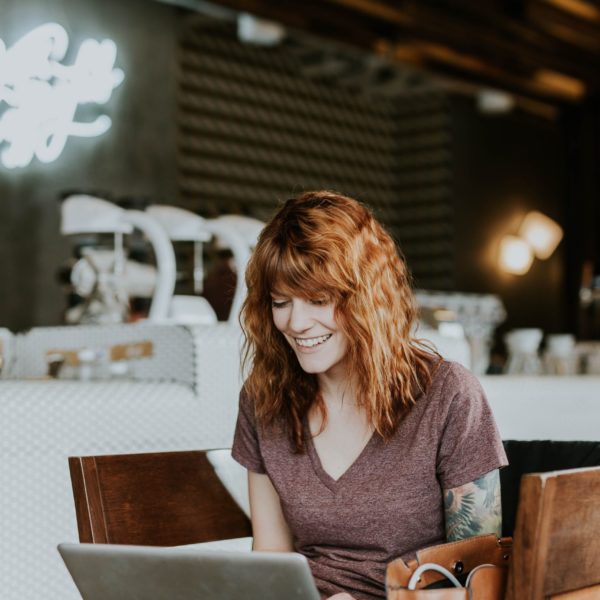 Woman on laptop doing work from home