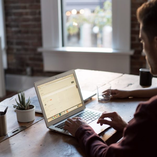 A man working from home on his laptop