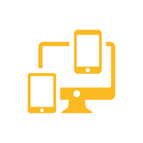 Yellow desktop and iPhone graphic design