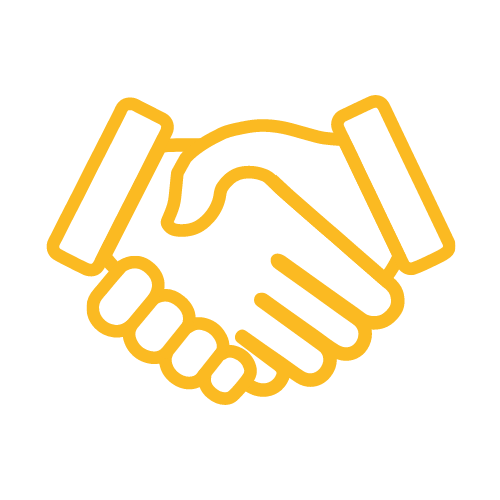 Yellow graphic design of a handshake